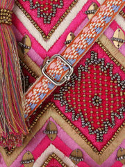 Ghoomar Cotton Jacquard Chevron Embellished Sling Bag