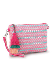 Ghoomar Cotton Jacquard Chevron Embellished Sling Bag