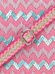 Ghoomar Cotton Jacquard Chevron Embellished Sling Bag