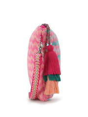 Ghoomar Cotton Jacquard Chevron Embellished Sling Bag