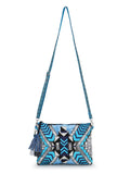 Boho Cotton Jacquard & Canvas Geometric Embellished Sling Bag