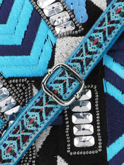 Boho Cotton Jacquard & Canvas Geometric Embellished Sling Bag