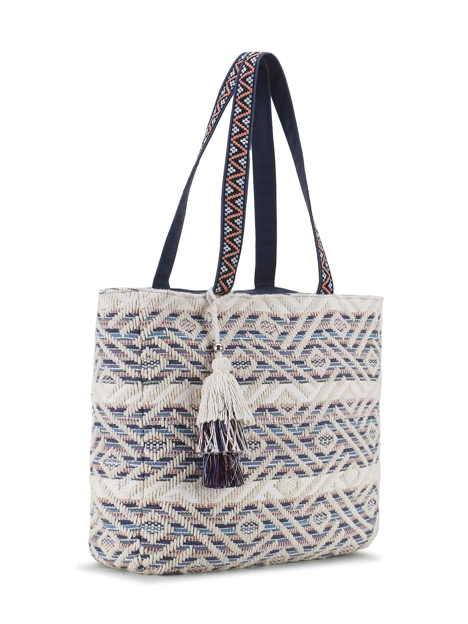 Traditional Jacquard Fabric Single Partition Tote Bag
