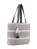 Boho Acrylic Jacquard Striped Self Design Tote Bag