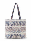 Boho Acrylic Jacquard Striped Self Design Tote Bag