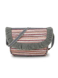 Geomat Acrylic Jacquard & Canvas Striped Sling Bag