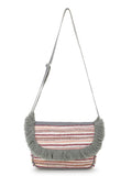 Geomat Acrylic Jacquard & Canvas Striped Sling Bag