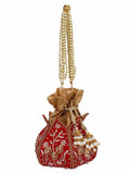Lotus Artsilk Party Potli Bag
