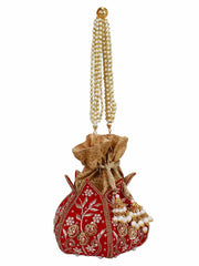 Lotus Artsilk Party Potli Bag