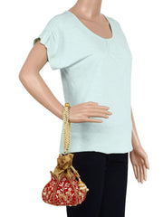 Lotus Artsilk Party Potli Bag