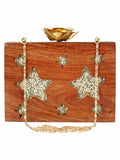 Timber Star Sequins Wooden Party Clutch