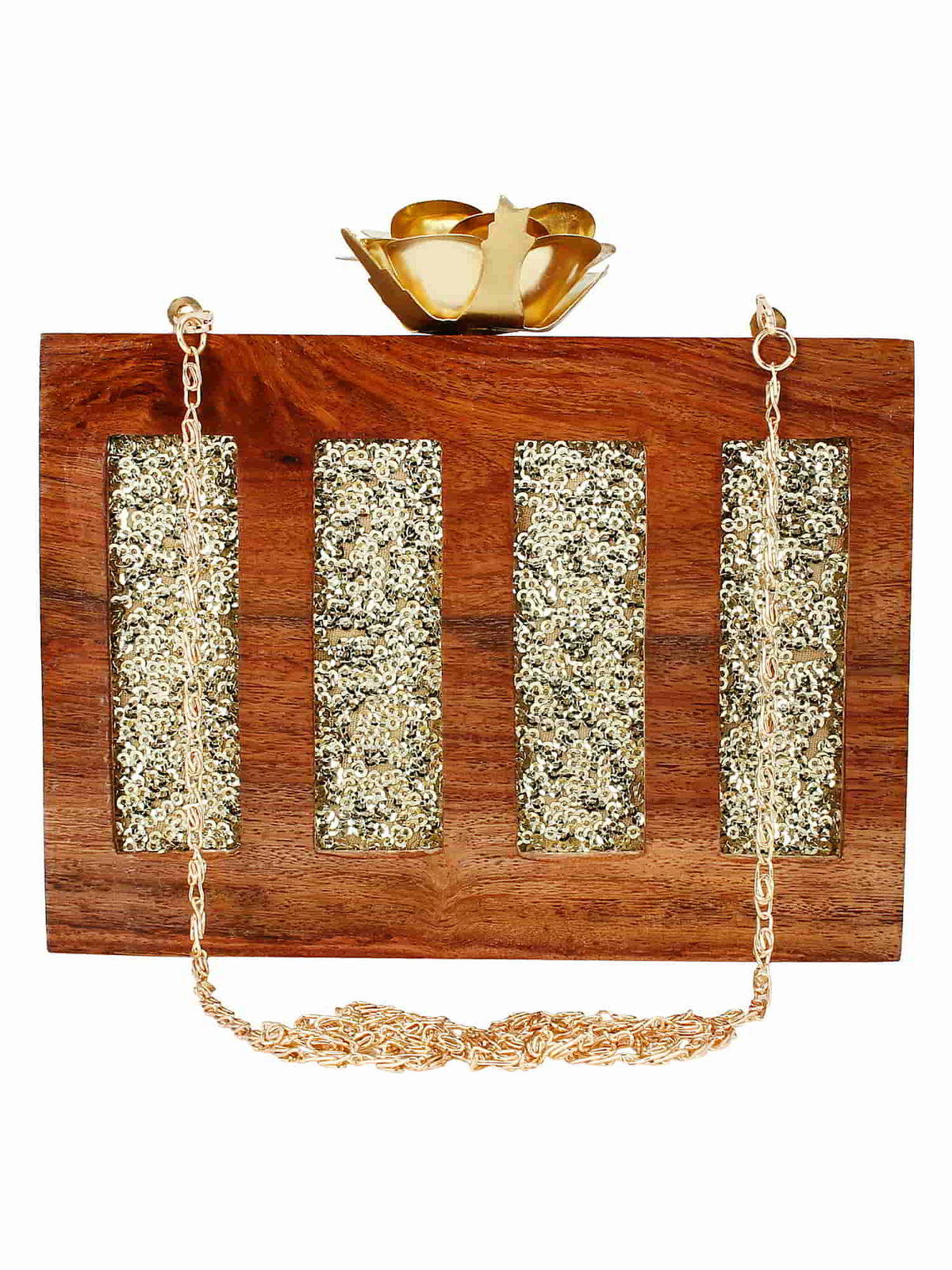 Timber Sequins Wooden Party Clutch