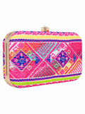 Geomat Embroidered Party Clutch