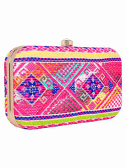 Geomat Embroidered Party Clutch