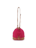 Classic Textured Dari and Leatherette Bucket Bag