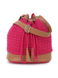 Classic Textured Dari and Leatherette Bucket Bag