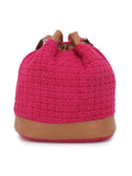 Classic Textured Dari and Leatherette Bucket Bag