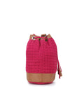 Classic Textured Dari and Leatherette Bucket Bag