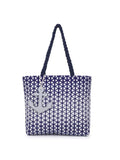 Geometric Cotton Jacquard Tote Bag With Tassel