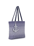 Geometric Cotton Jacquard Tote Bag With Tassel