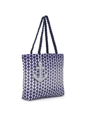 Geometric Cotton Jacquard Tote Bag With Tassel