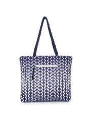 Geometric Cotton Jacquard Tote Bag With Tassel