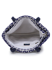 Geometric Cotton Jacquard Tote Bag With Tassel