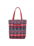 Boho Ethnic Printed Canvas Embellished Tote Bag With Tassel