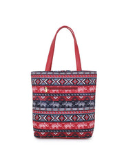 Boho Ethnic Printed Canvas Embellished Tote Bag With Tassel
