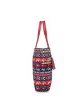 Boho Ethnic Printed Canvas Embellished Tote Bag With Tassel