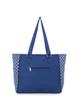 Shore Checked Denim Tote Bag With Tassel