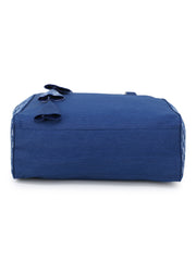 Shore Checked Denim Tote Bag With Tassel