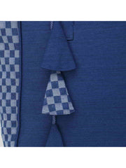 Shore Checked Denim Tote Bag With Tassel