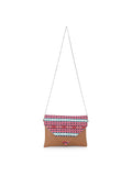 Geomat Striped Leatherette Jacquard Sling Bag With Chain Strap