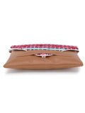 Geomat Striped Leatherette Jacquard Sling Bag With Chain Strap