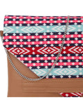Geomat Striped Leatherette Jacquard Sling Bag With Chain Strap
