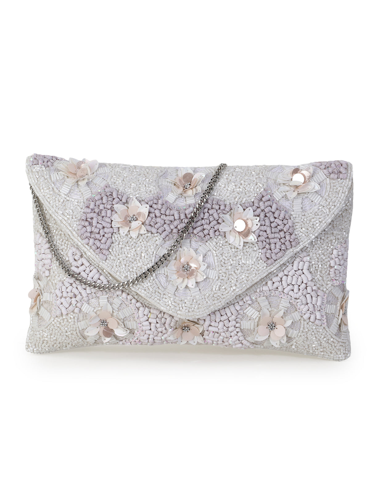 Blush Cotton Canvas Floral Embellished Sling Bag