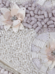 Blush Cotton Canvas Floral Embellished Sling Bag