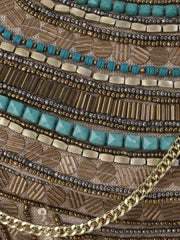Ghoomar Cotton Canvas Abstract Embellished Sling Bag