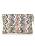 Blush Cotton Canvas Chevron Embellished Sling Bag