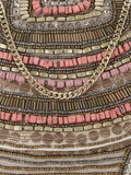Boho Cotton Canvas Striped Embellished Sling Bag