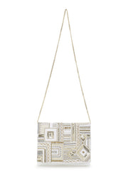 Boho Cotton Canvas Abstract Embellished Sling Bag