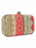 Geomat Embroidered Party Clutch