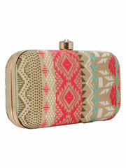 Geomat Embroidered Party Clutch