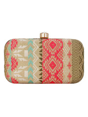 Geomat Embroidered Party Clutch