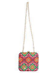 Vista Embroidered Square Clutch