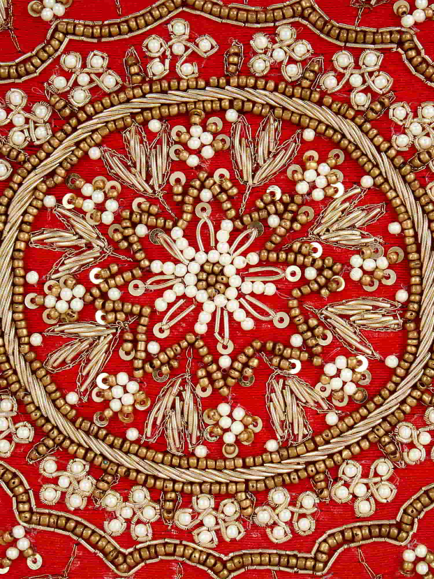 Vista Zari Embroidered & Embelished Square Clutch