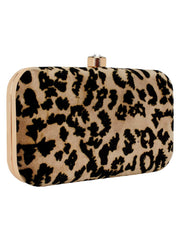 Feral Animal Print Velvet Fabric Clutch
