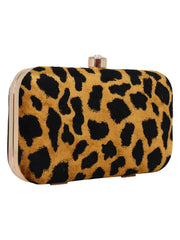 Feral Animal Print Velvet Fabric Clutch