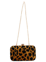 Feral Animal Print Velvet Fabric Clutch